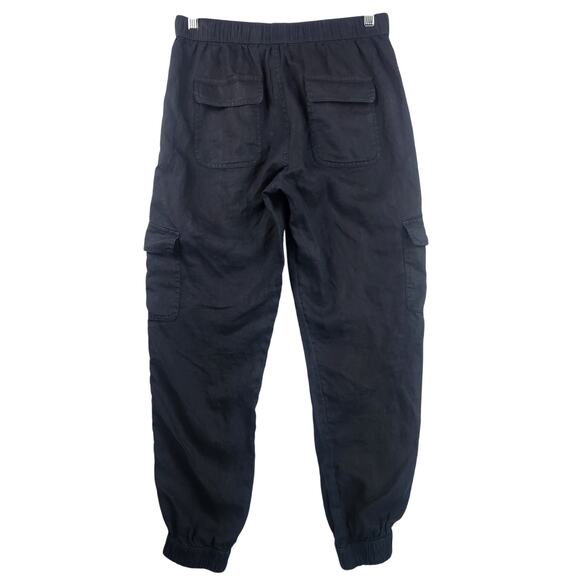 Nicole Miller Women's 100% Linen Cargo Jogger Pants Women’s SZ M Navy  EUC - Picture 2 of 15
